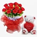 Valentine Day Gift for Wife Bangladesh - Flowers with Bear