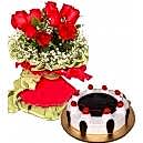 Valentine Gift BD - Flower with Valentines Cake