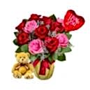 Send Valentines Gift to Bangladesh-Flowers, Bear & Balloons
