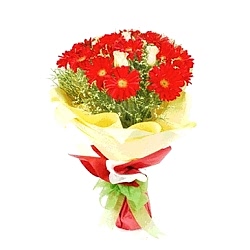 Send 18 Red Gerbera with Green leaves to Dhaka in Bangladesh