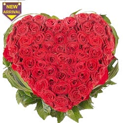 Send Radiant Red 50 Roses Heart to Dhaka in Bangladesh