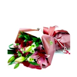 Send 2 long Pink lilies with 11 Red Roses to Dhaka in Bangladesh
