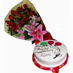 Rose and Lily with white Chocolate Cake by Well Food