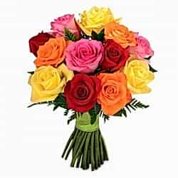 Send 12 Mixed Roses in Bouquet to Dhaka
