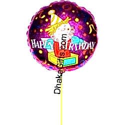 Send 1 piece round shape mylar Birthday balloon to Dhaka in Bangladesh