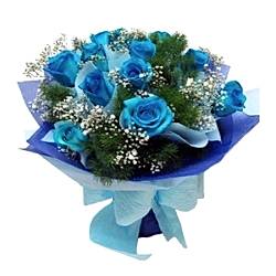 send 6cps blue roses in bouquet to Bangladesh