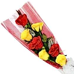 Send 6 Mixed Roses in Bouquet to Dhaka