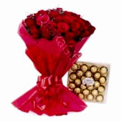 Send to 24 Roses in Bouquet with 16 Ferrero Rocher to Dhaka
