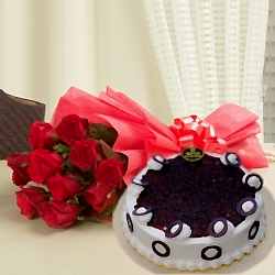 Send red roses with blue berry cake to Philippines