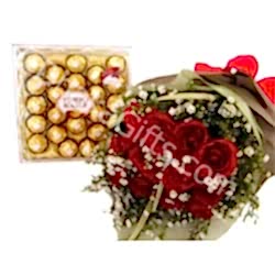 Send Deluxe Holland Red Roses with 16 Ferrero to Dhaka in Bangladesh
