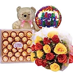 Send to Rose Bouquet,Brawn Bear with Chocolate & Balloon & Pillow to Dhaka