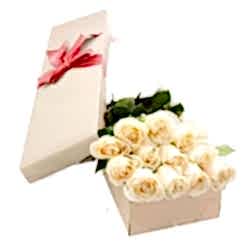 12 White Roses in Box to Dhaka