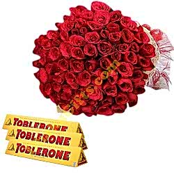 36 Red Roses w/ Toblerone milk Chocolate