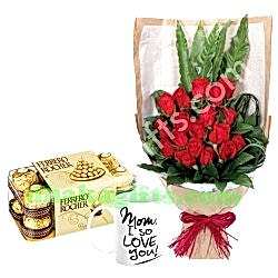 send red rose with chocolate & mug to dhaka