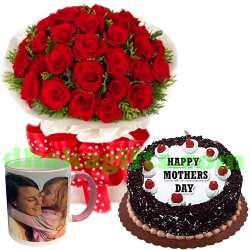 send 24 red roses with cake & decorated mug to dhaka