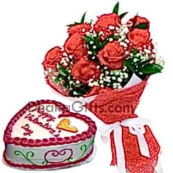 send heart shape vanilla cake from tasty treat with roses to bangladesh
