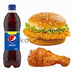 send 2 in 1 meal chicken & burger-kfc to dhaka