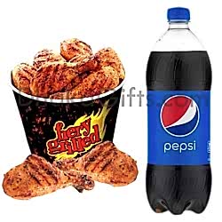 send 12 pcs fiery grilled chicken with 2 liters pepsi to dhaka