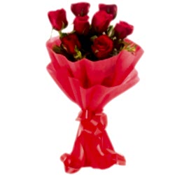 8 Red Roses in Bouquet