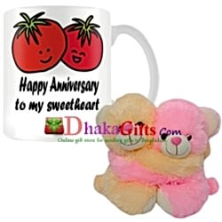 send anniversary gift mug with joint bear to bangladesh