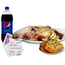 send carbonara with garlic bread and pepsi to dhaka