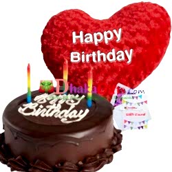 pillow with chocolate cake send to dhaka