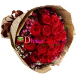 send red love 24 red roses bouquet to bangladesh