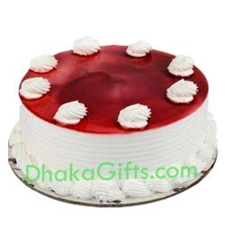 send hot half kg premium strawberry cake to dhaka