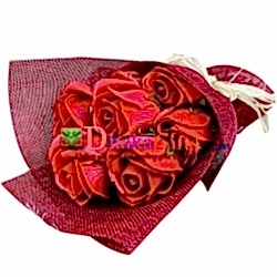 send 6 pink roses in vase to dhaka