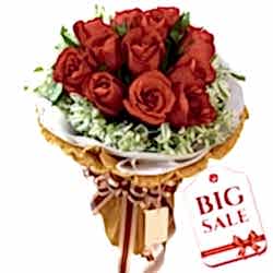 Send 12 Red Roses in a Beautiful Bouquet to Dhaka in Bangladesh