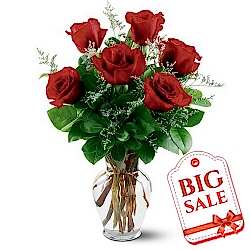 Send 6 Red Roses in Vase to Dhaka in Bangladesh