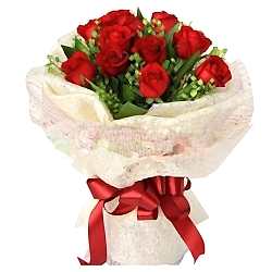 12 Red Roses Bouquet with Greenery