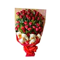 36 Red Roses Bouquet with Bear