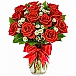 Luxury 12 Red Roses Vase