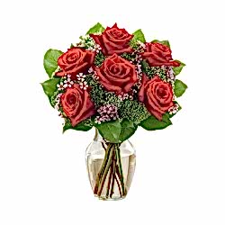 Send 6 Red Roses in Vase to Dhaka in Bangladesh
