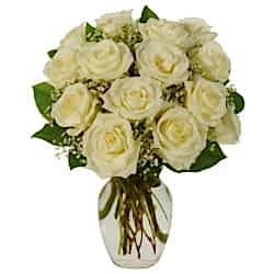 Send 12 White Roses Bouquet in FREE vase to Dhaka in Bangladesh