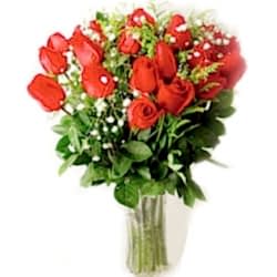 send 24 premium red roses with glass vase to dhaka in bangladesh