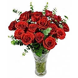 Send 24 Red Roses with Green leaves Fillers to Dhaka in Bangladesh
