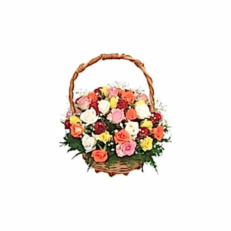Send Basket of 15 Mix Colour Roses to Dhaka in Bangladesh