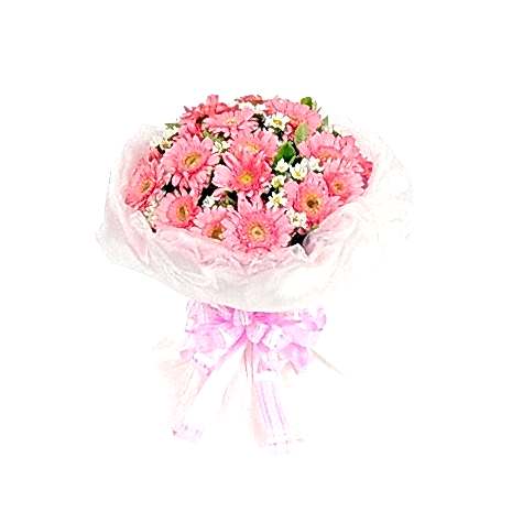 Send 19 Pink Gerbera with White Small Flower to Dhaka in Bangladesh