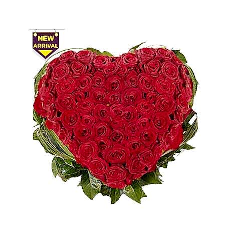 Send Radiant Red 50 Roses Heart to Dhaka in Bangladesh