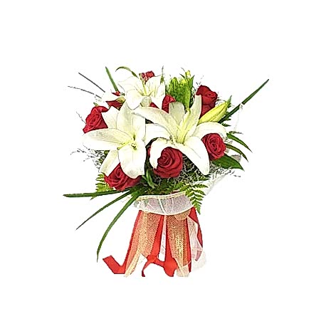 Send 2 lilies and Vibrant 9 Red Roses to Dhaka in Bangladesh