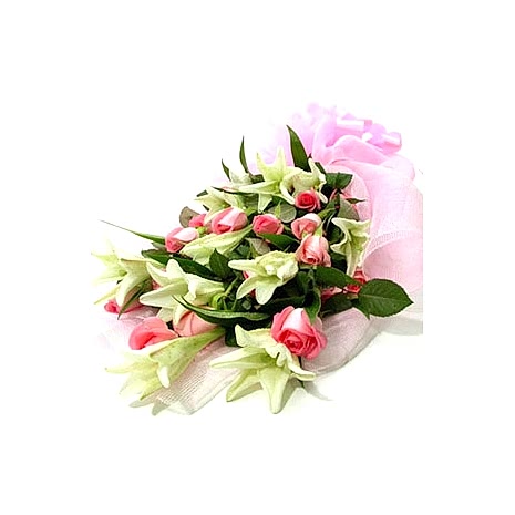 Send 11 Red roses, 9 White lilies & Green to Dhaka in Bangladesh