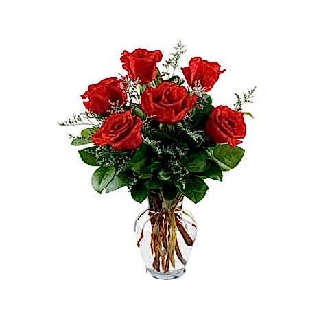 Send 6 Extra Large Roses in Vase to Dhaka in Bangladesh