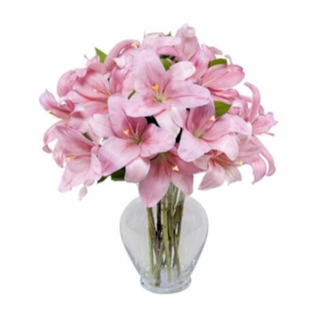 Send Pink Lilies with vase to Dhaka in Bangladesh