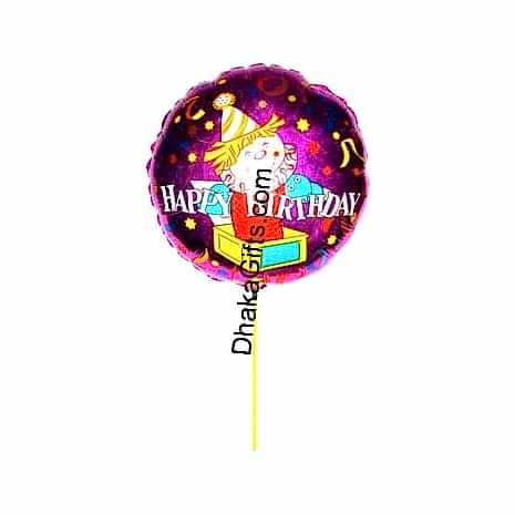 Send 1 piece round shape mylar Birthday balloon to Dhaka in Bangladesh