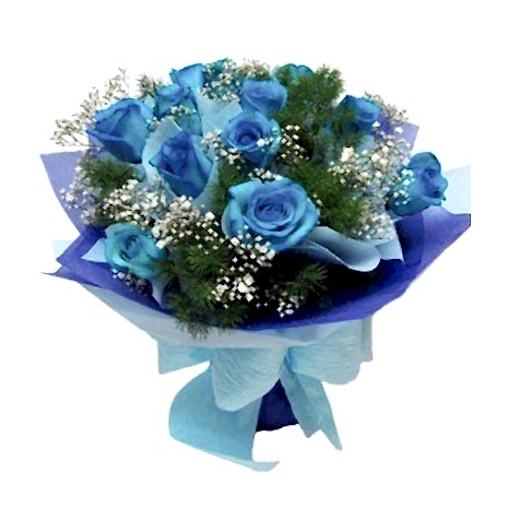 send 6cps blue roses in bouquet to Bangladesh