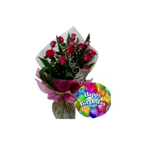 send 12 red roses with balloon to dhaka in bangladesh