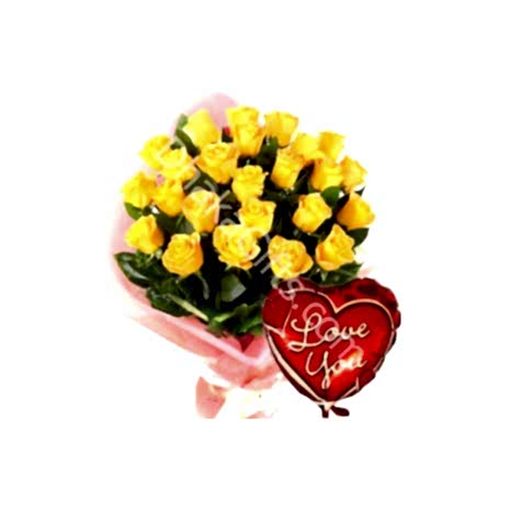 Send 24 Yellow Roses with Balloon to Dhaka in Bangladesh