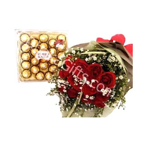 Send Deluxe Holland Red Roses with 16 Ferrero to Dhaka in Bangladesh